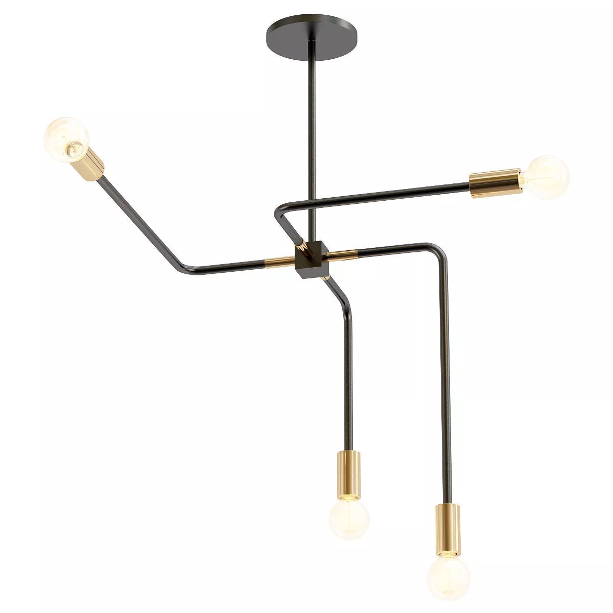 odder three light chandelier - gold 3D model