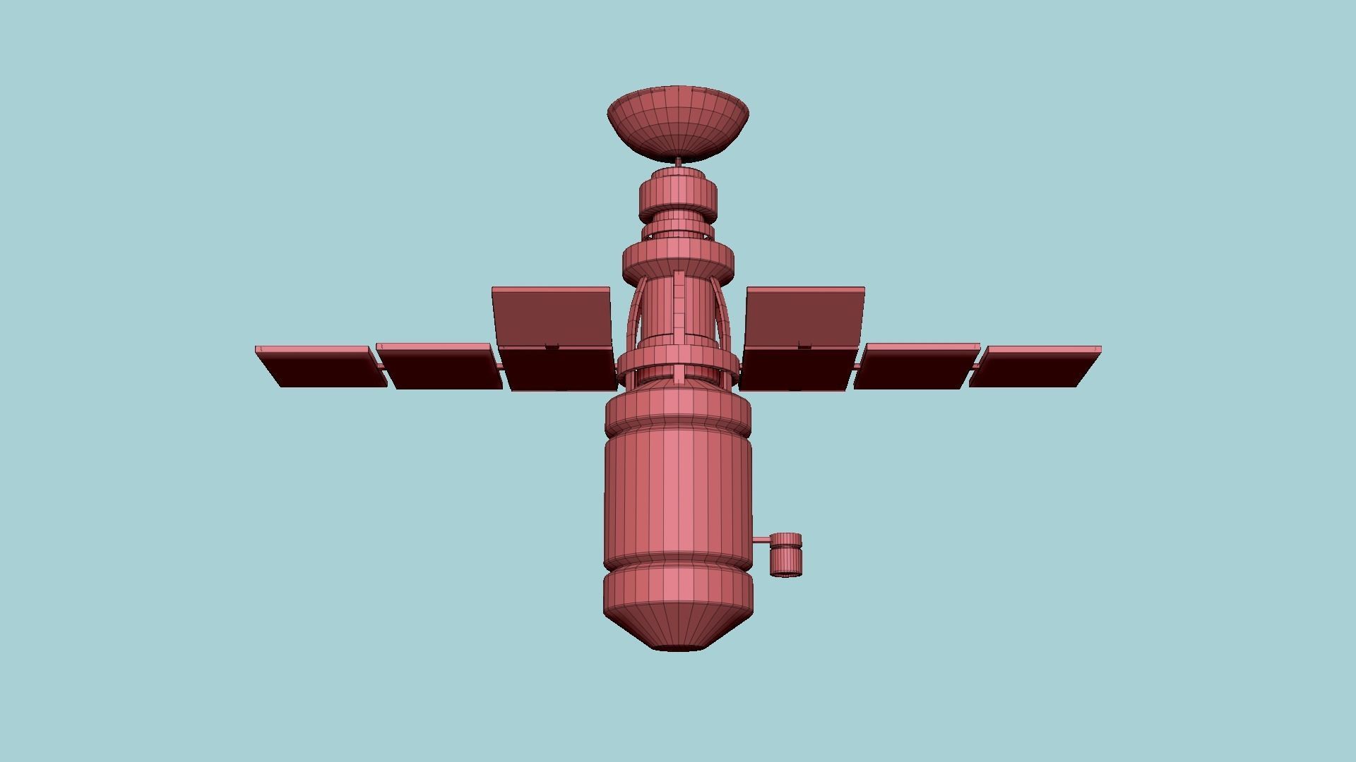 Satellite A01 Green - SciFi Space Design Low-poly 3D model_15