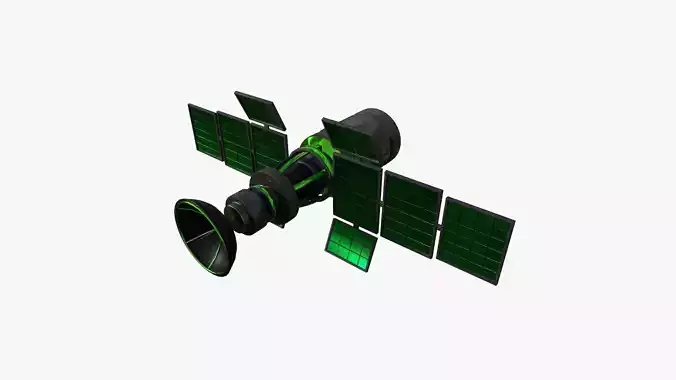 Satellite A01 Green - SciFi Space Design Low-poly 3D model
