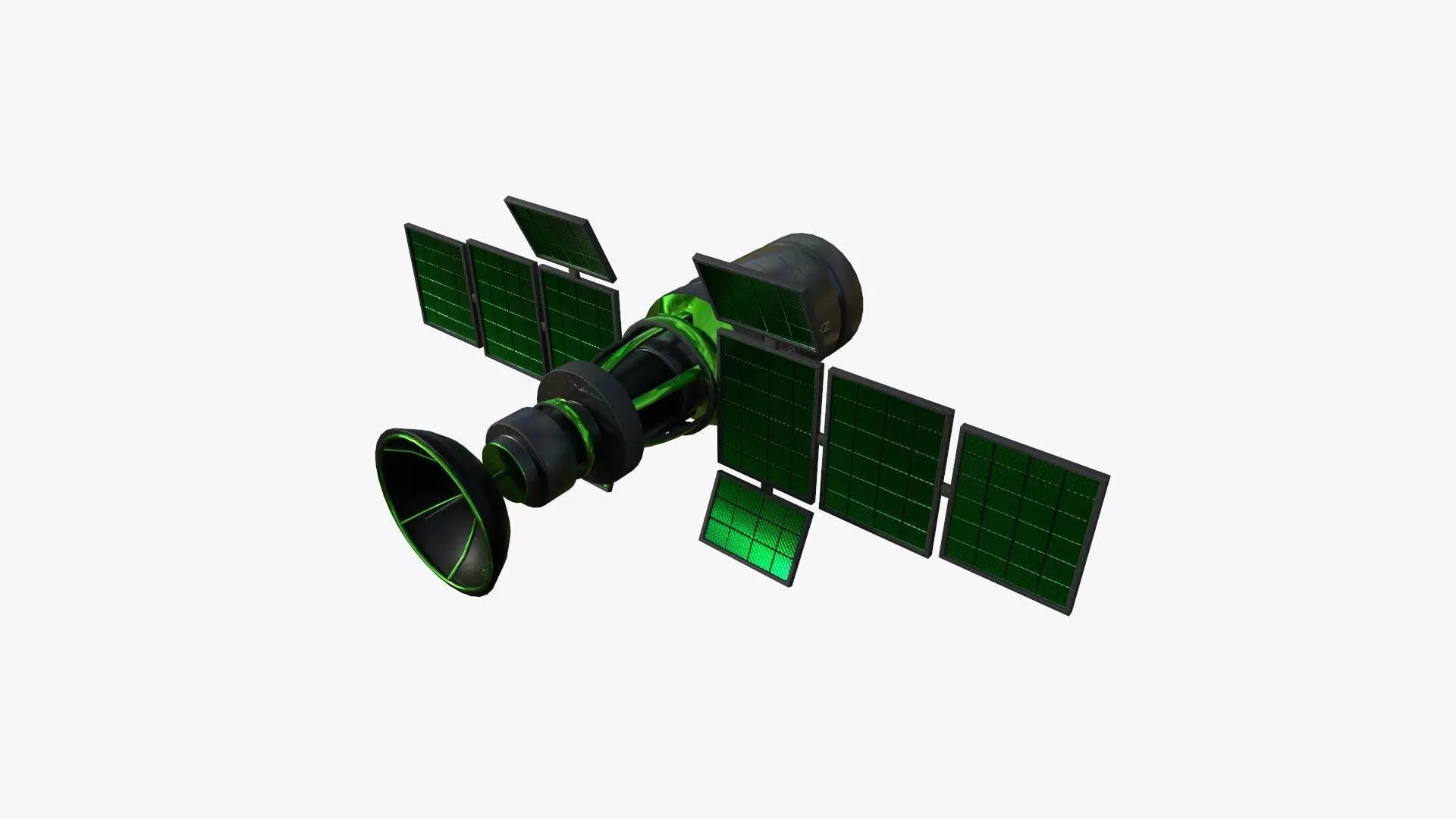 Satellite A01 Green - SciFi Space Design Low-poly 3D model_0