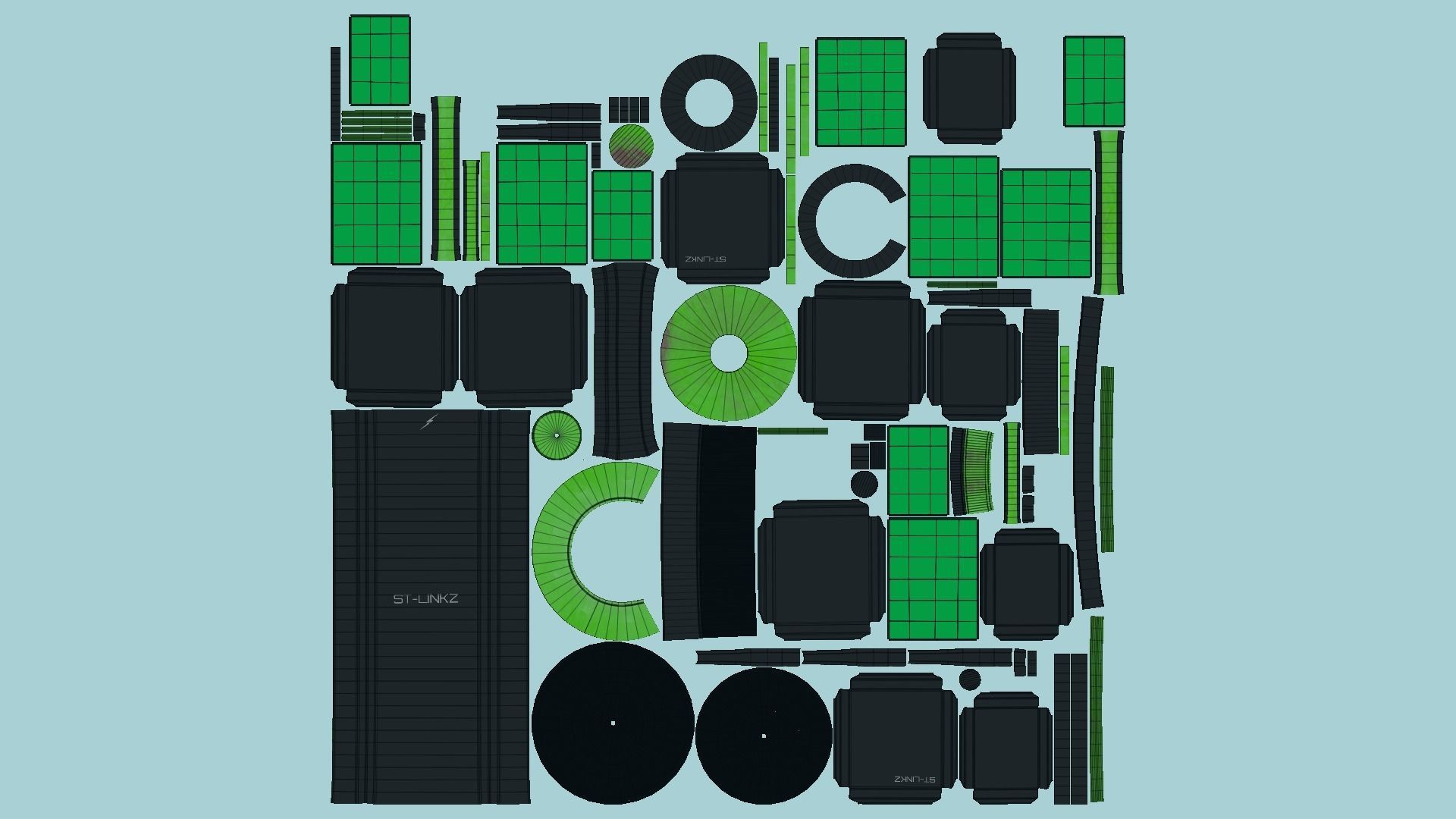 Satellite A01 Green - SciFi Space Design Low-poly 3D model_5