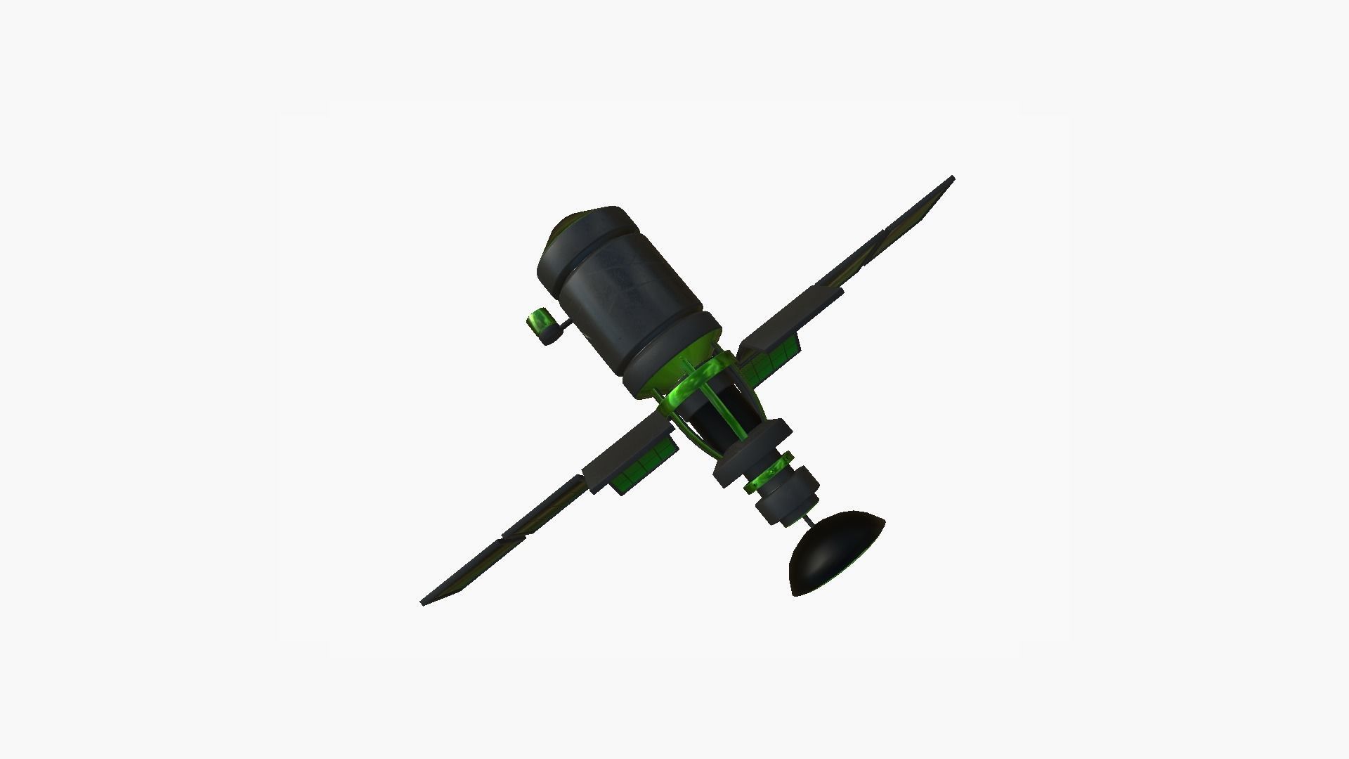 Satellite A01 Green - SciFi Space Design Low-poly 3D model_3