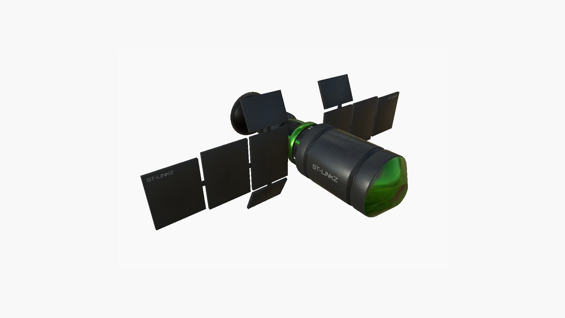 Satellite A01 Green - SciFi Space Design Low-poly 3D model_2