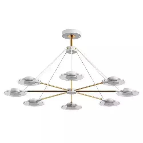 nadin chandelier with six glass shades and gold accents