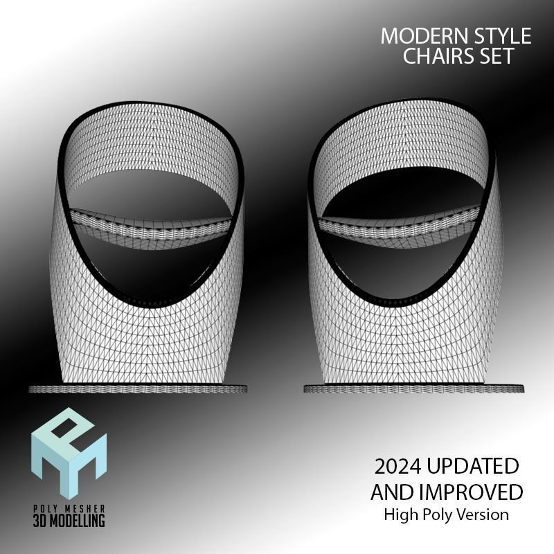 Design Chair Low-poly 3D model_4