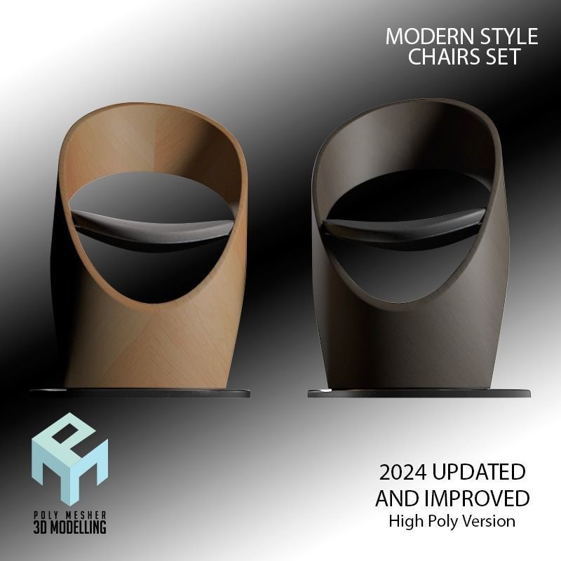 Design Chair Low-poly 3D model_3