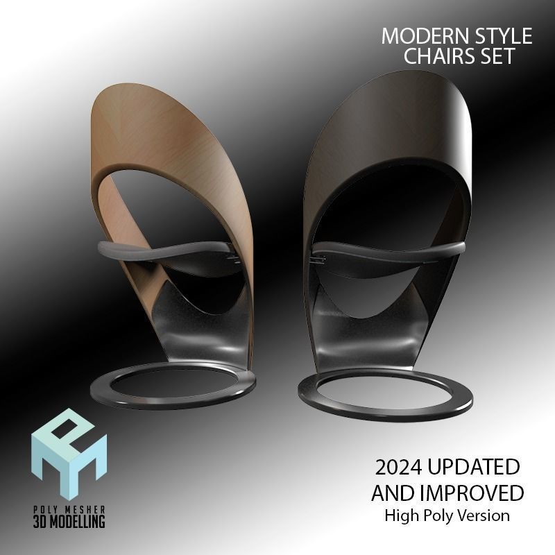 Design Chair Low-poly 3D model_1