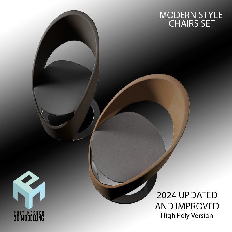 Design Chair Low-poly 3D model_2