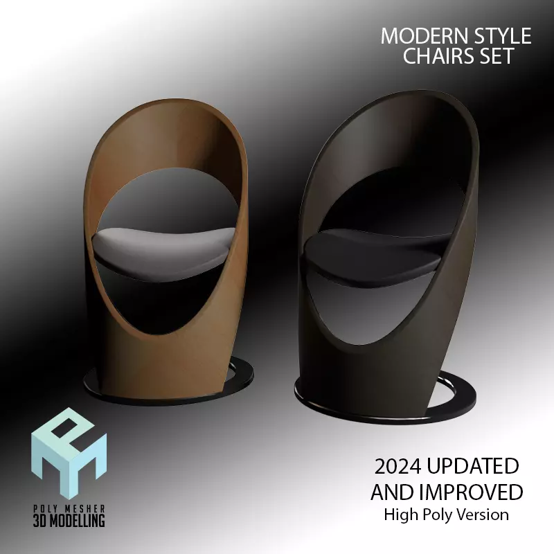 Design Chair Low-poly 3D model_0