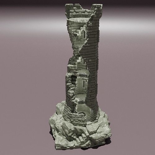 Ruined Lookout Tower Tabletop Terrain 28 mm 3D print model
