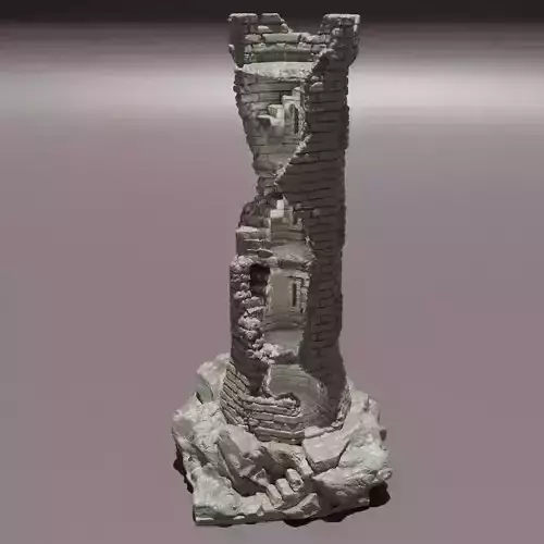 Ruined Lookout Tower Tabletop Terrain 28 mm 3D print model