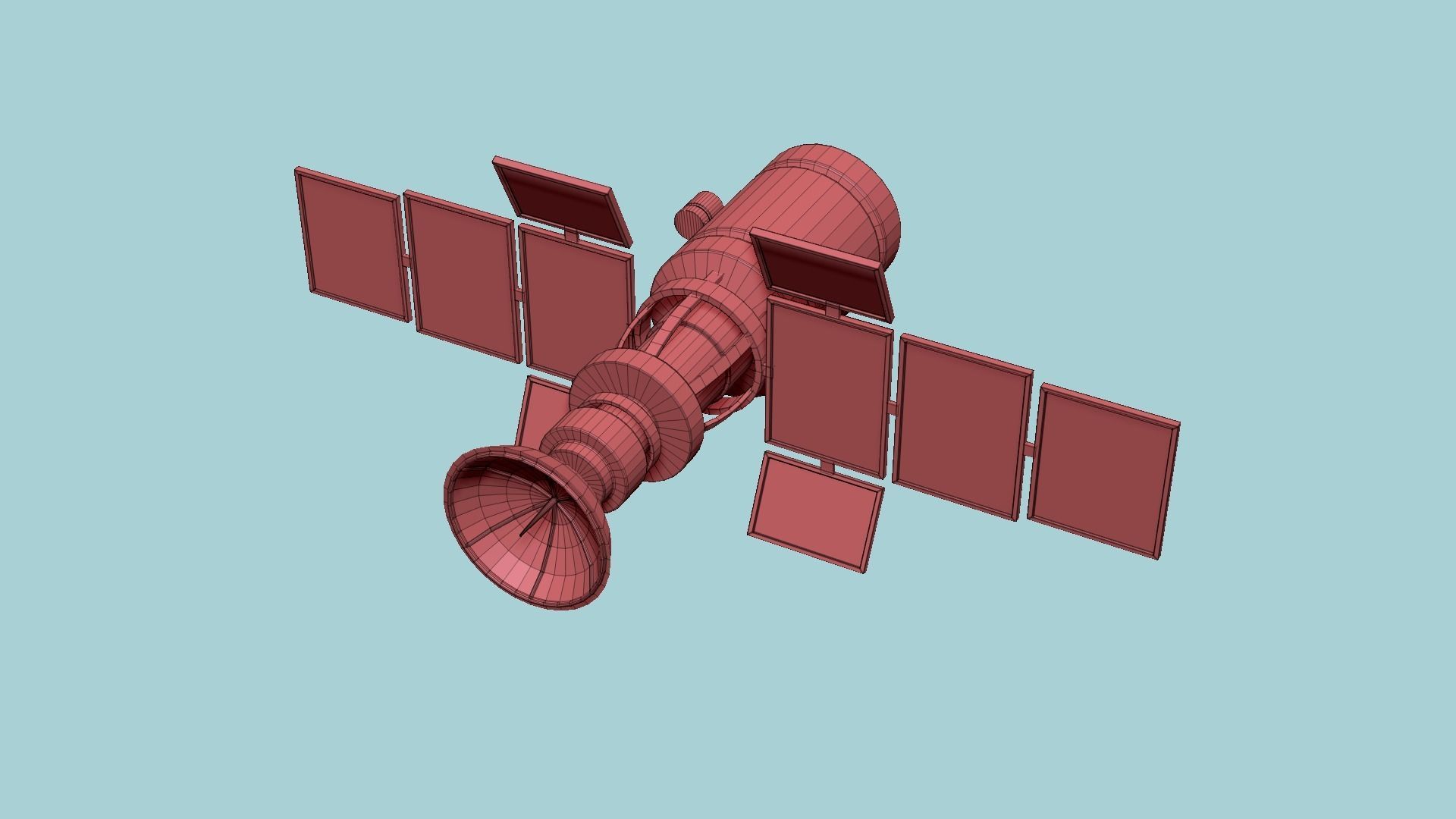 Satellite A02 Golden - SciFi Space Design Low-poly 3D model_13
