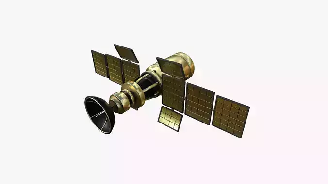 Satellite A02 Golden - SciFi Space Design Low-poly 3D model