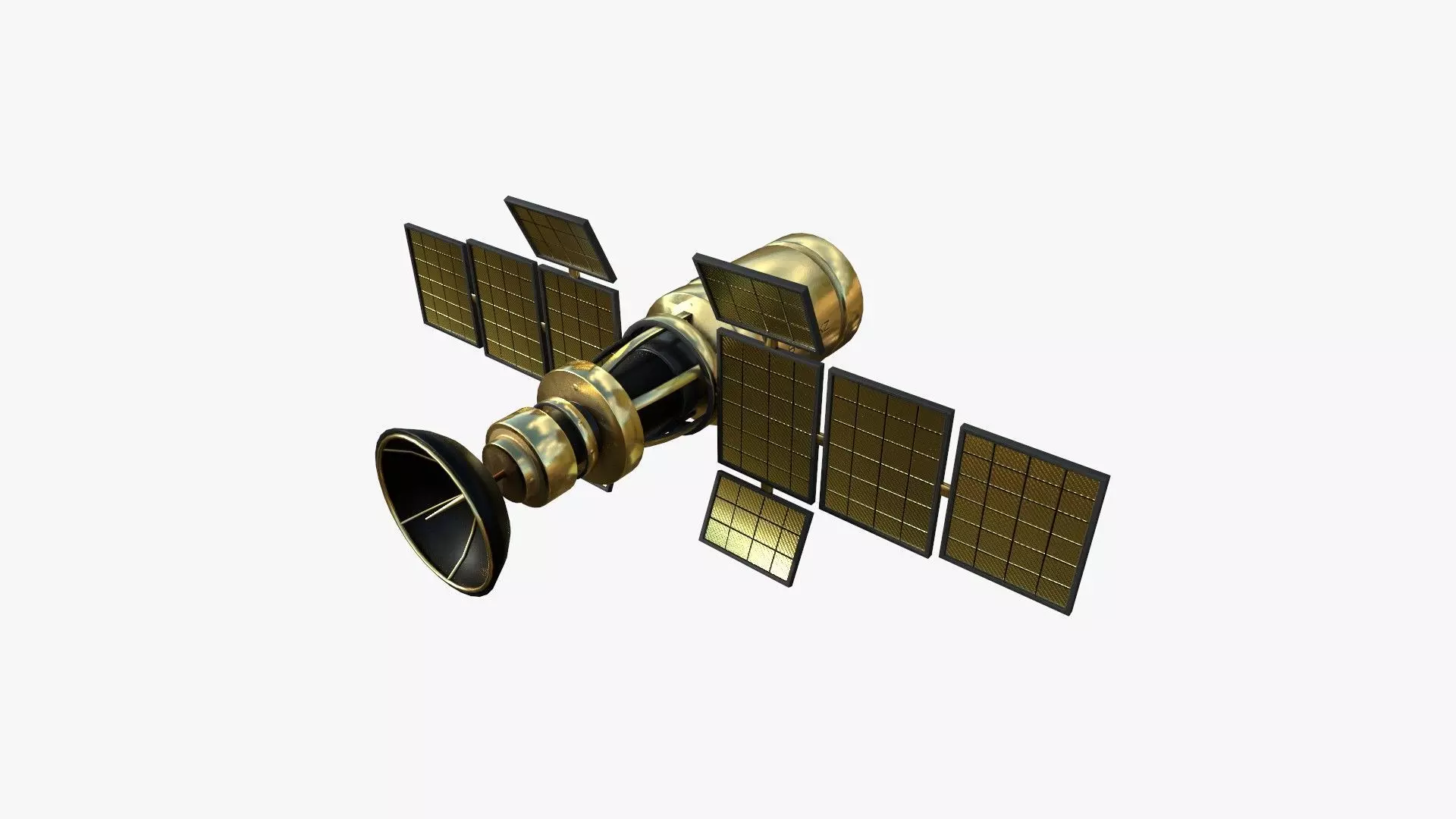 Satellite A02 Golden - SciFi Space Design Low-poly 3D model_0