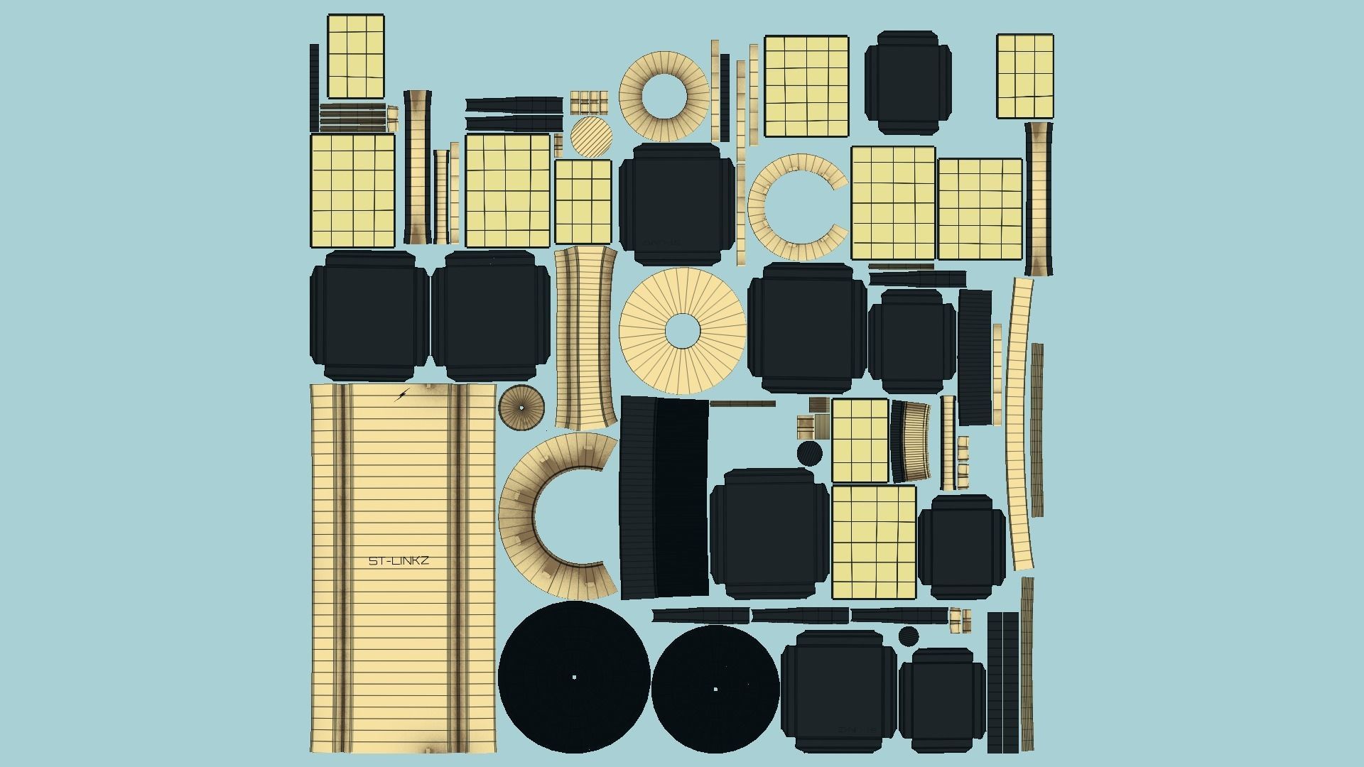 Satellite A02 Golden - SciFi Space Design Low-poly 3D model_5
