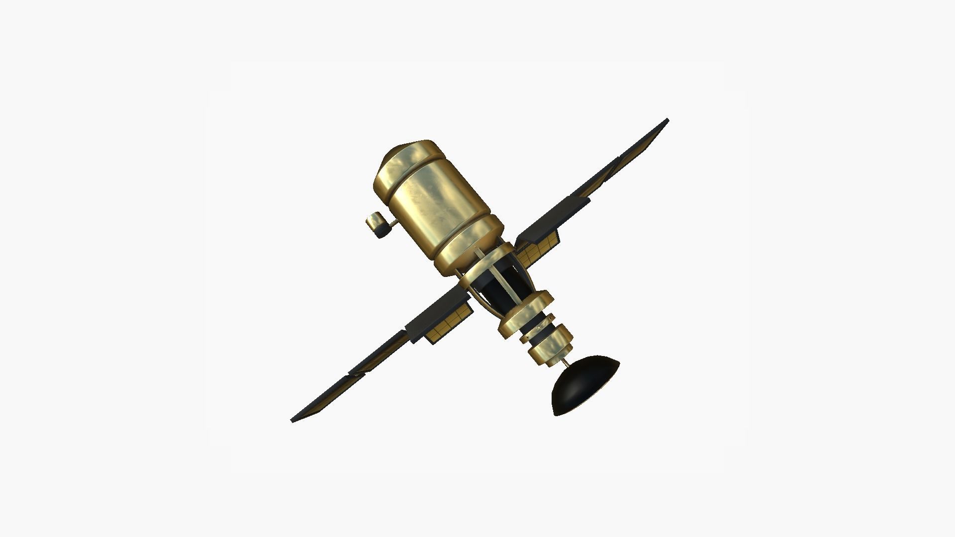 Satellite A02 Golden - SciFi Space Design Low-poly 3D model_3