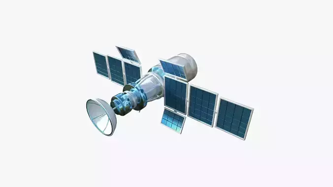 Satellite A03 White Blue - SciFi Space Design Low-poly 3D model