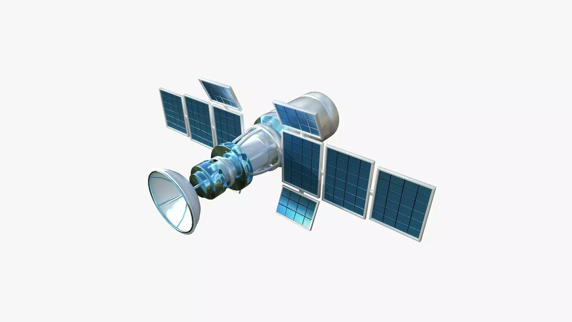 Satellite A03 White Blue - SciFi Space Design Low-poly 3D model_0