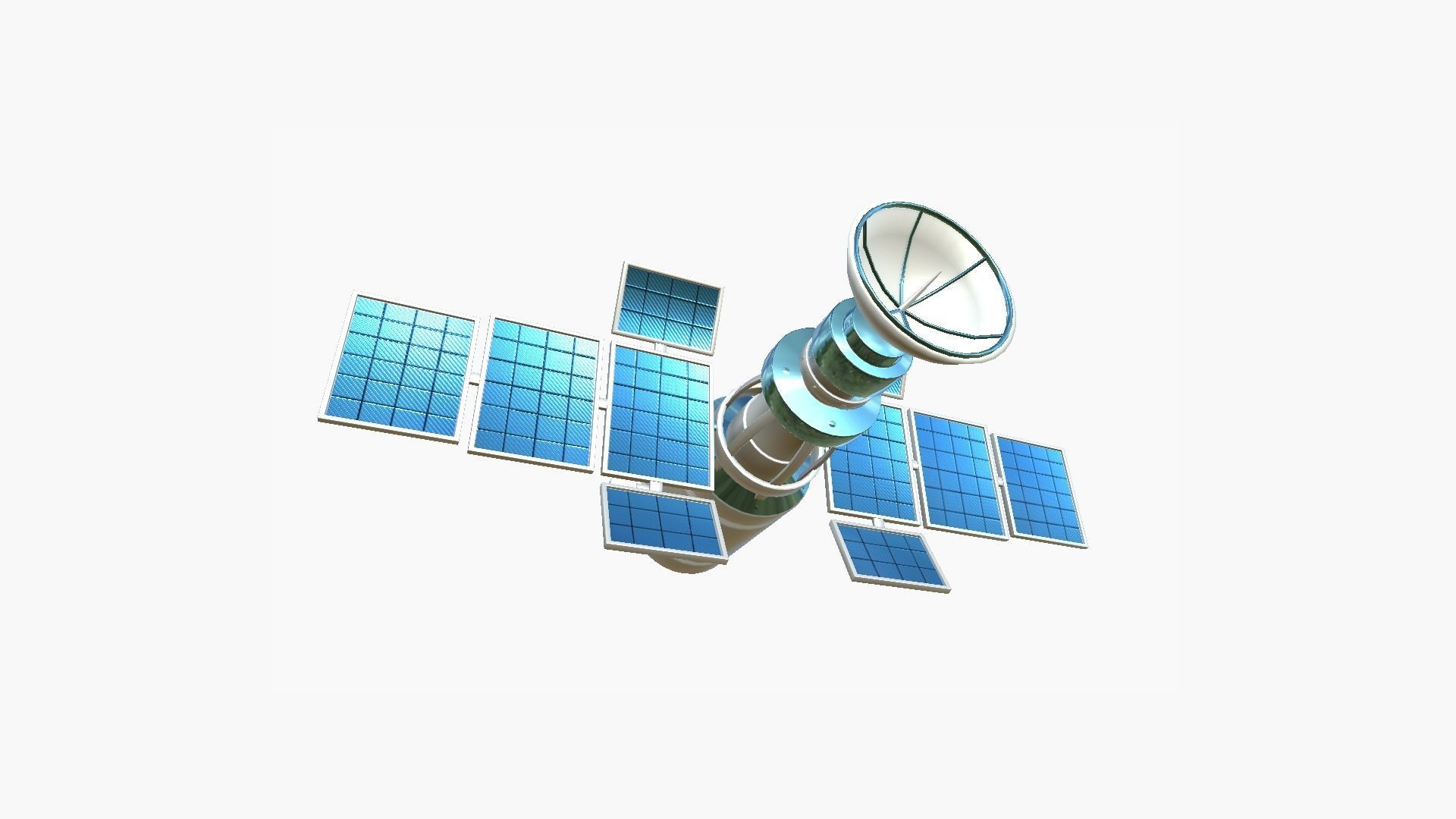 Satellite A03 White Blue - SciFi Space Design Low-poly 3D model_1