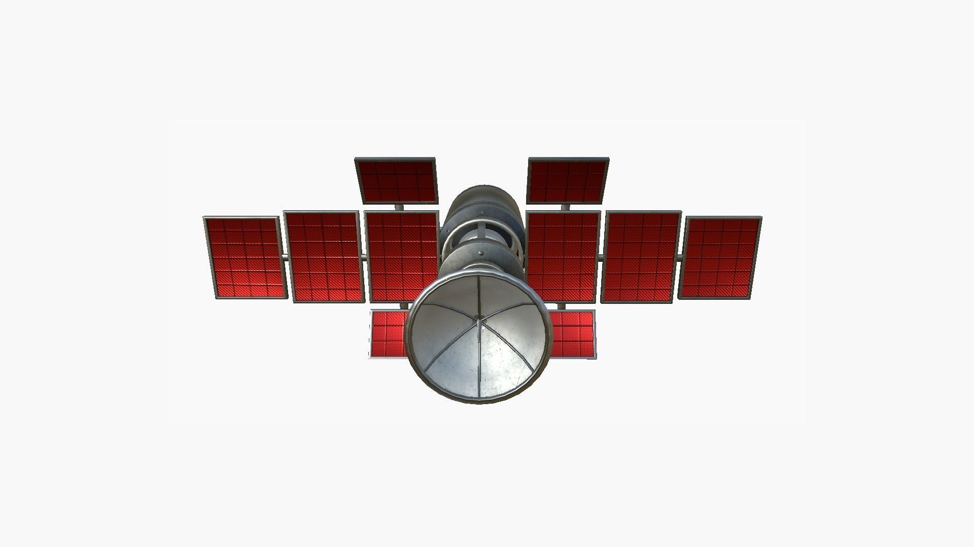 Satellite A04 Steel Red - SciFi Space Design Low-poly 3D model_4
