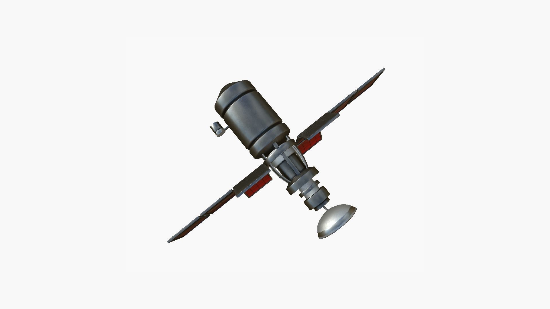 Satellite A04 Steel Red - SciFi Space Design Low-poly 3D model_3