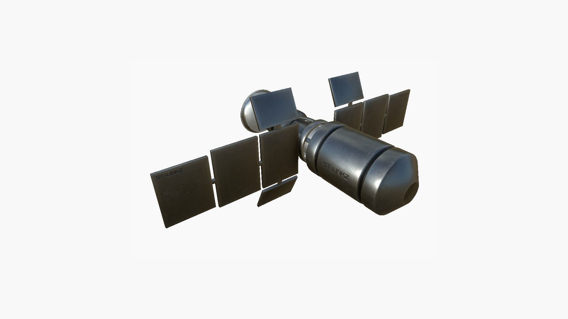 Satellite A04 Steel Red - SciFi Space Design Low-poly 3D model_2