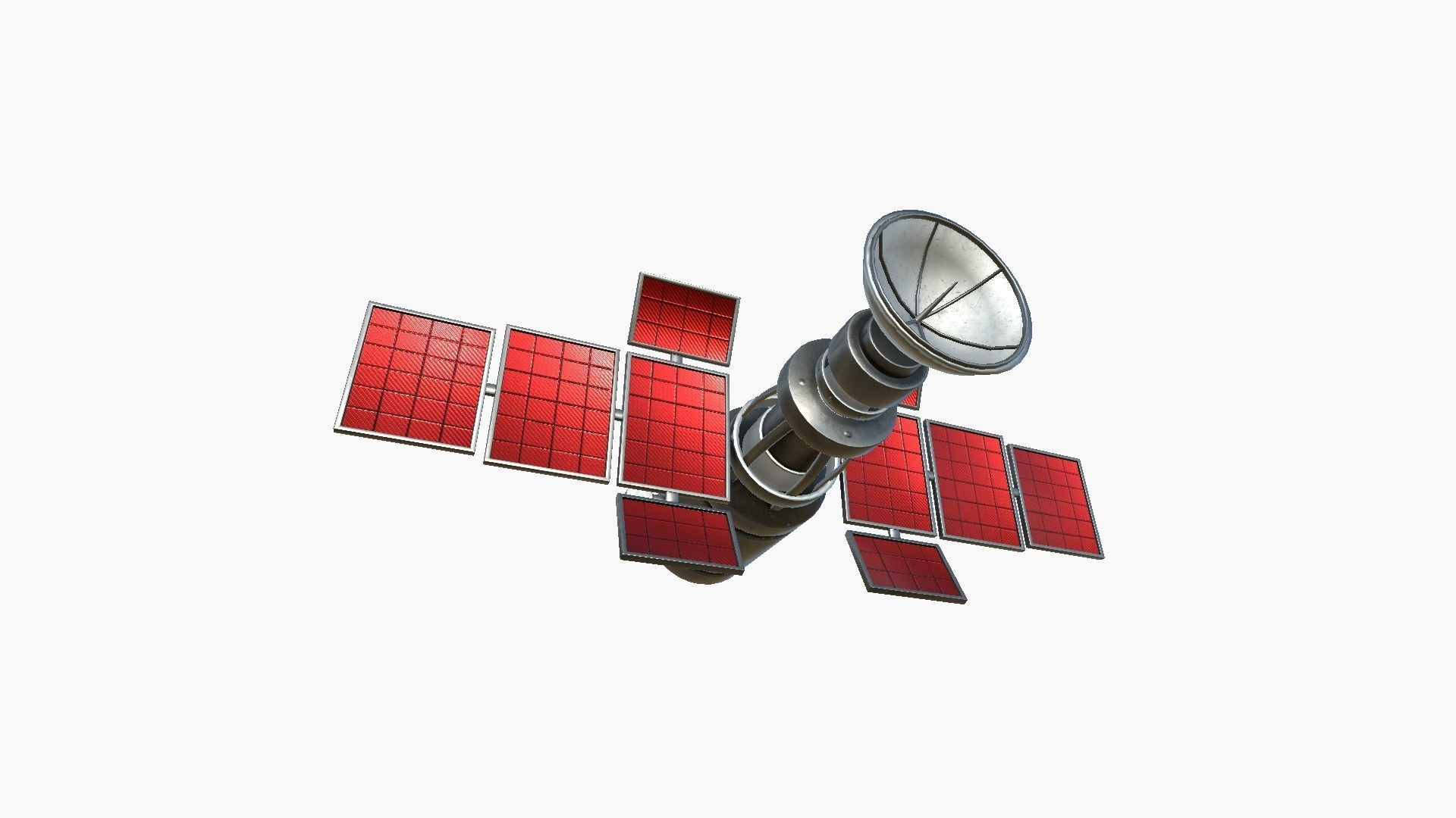 Satellite A04 Steel Red - SciFi Space Design Low-poly 3D model_1