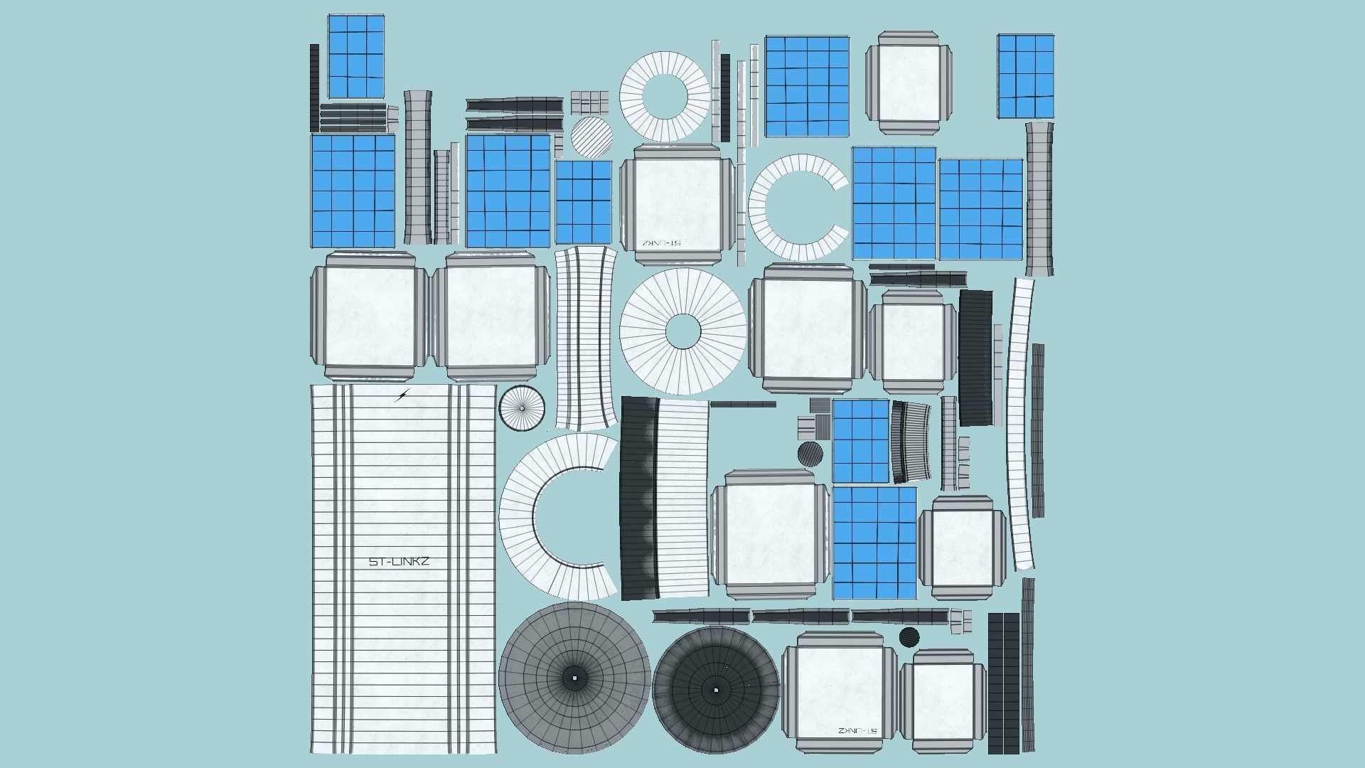 Satellite A05 Steel Blue - SciFi Space Design Low-poly 3D model_5