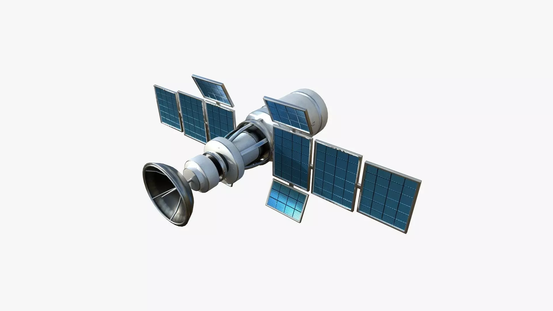 Satellite A05 Steel Blue - SciFi Space Design Low-poly 3D model_0