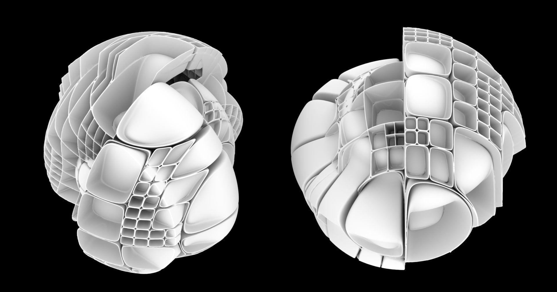 Lounge sculpture made of plastic pieces 3D model_1