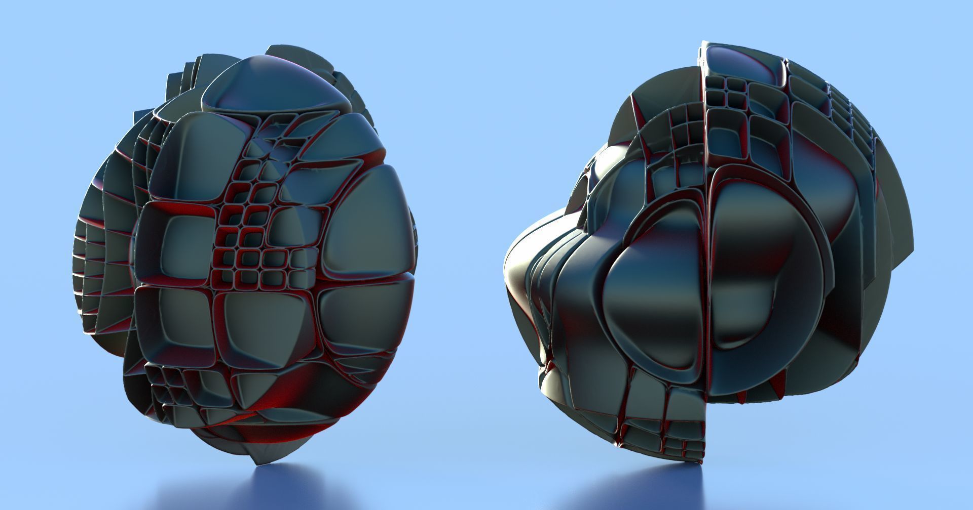 Lounge sculpture made of plastic pieces 3D model_2