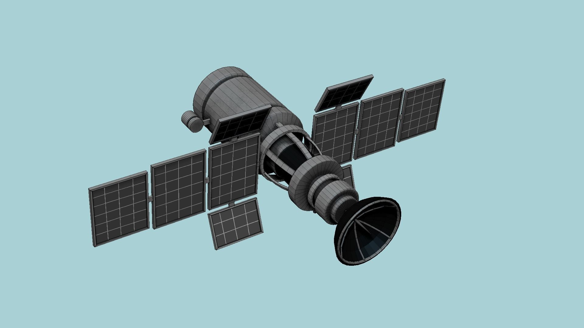Satellite A06 Steel Black - SciFi Space Design Low-poly 3D model_6
