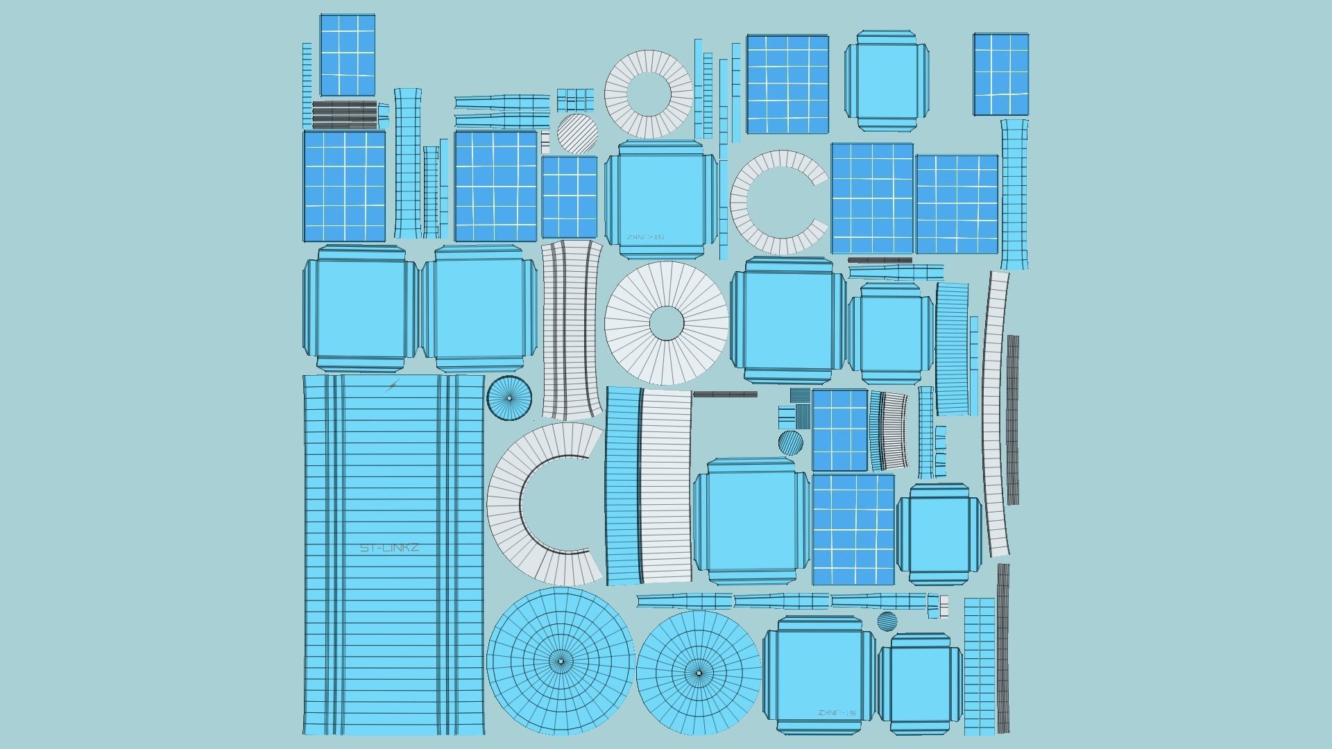 Satellite A07 Blue - SciFi Space Design Low-poly 3D model_5