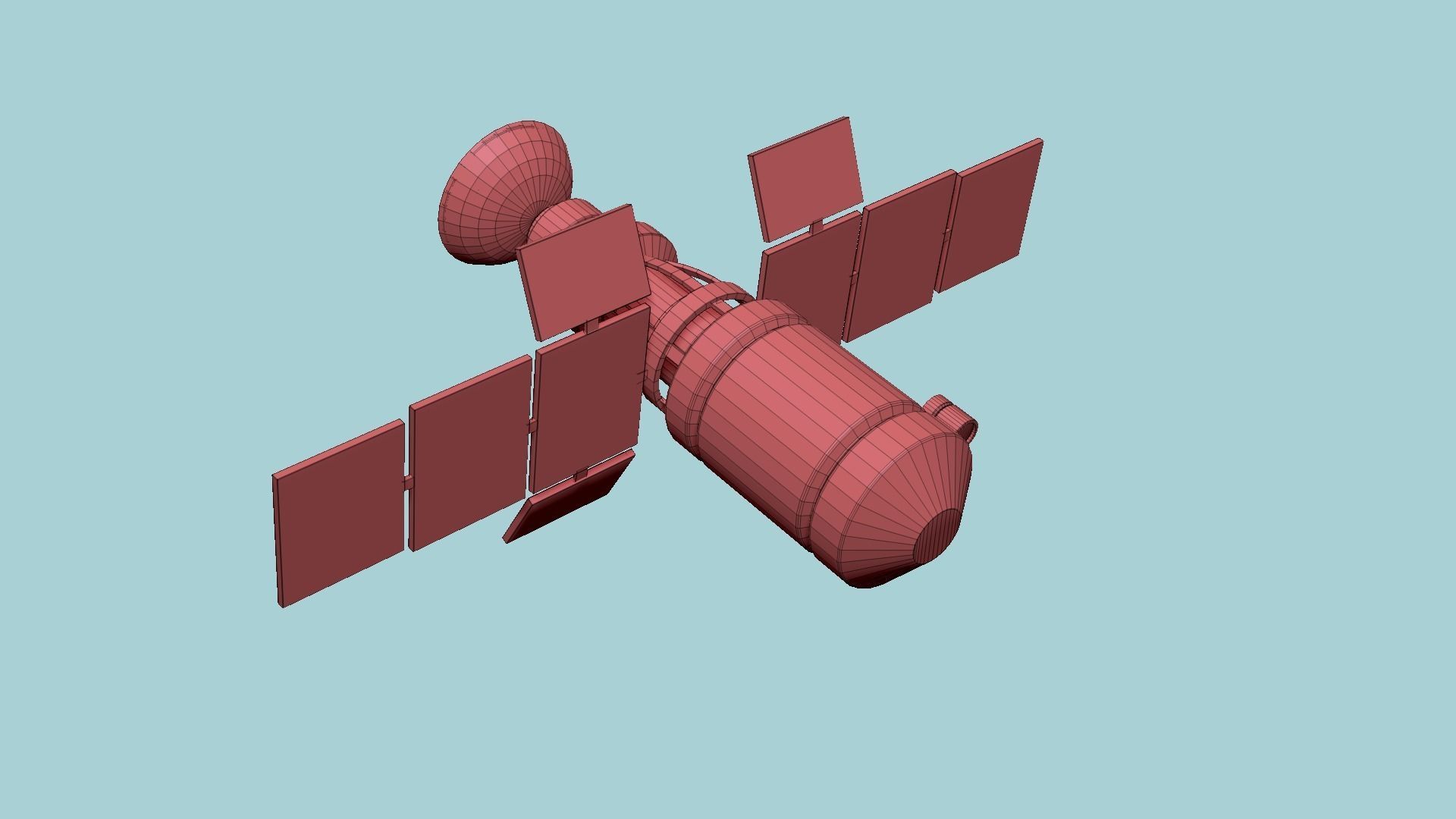 Satellite A07 Blue - SciFi Space Design Low-poly 3D model_14