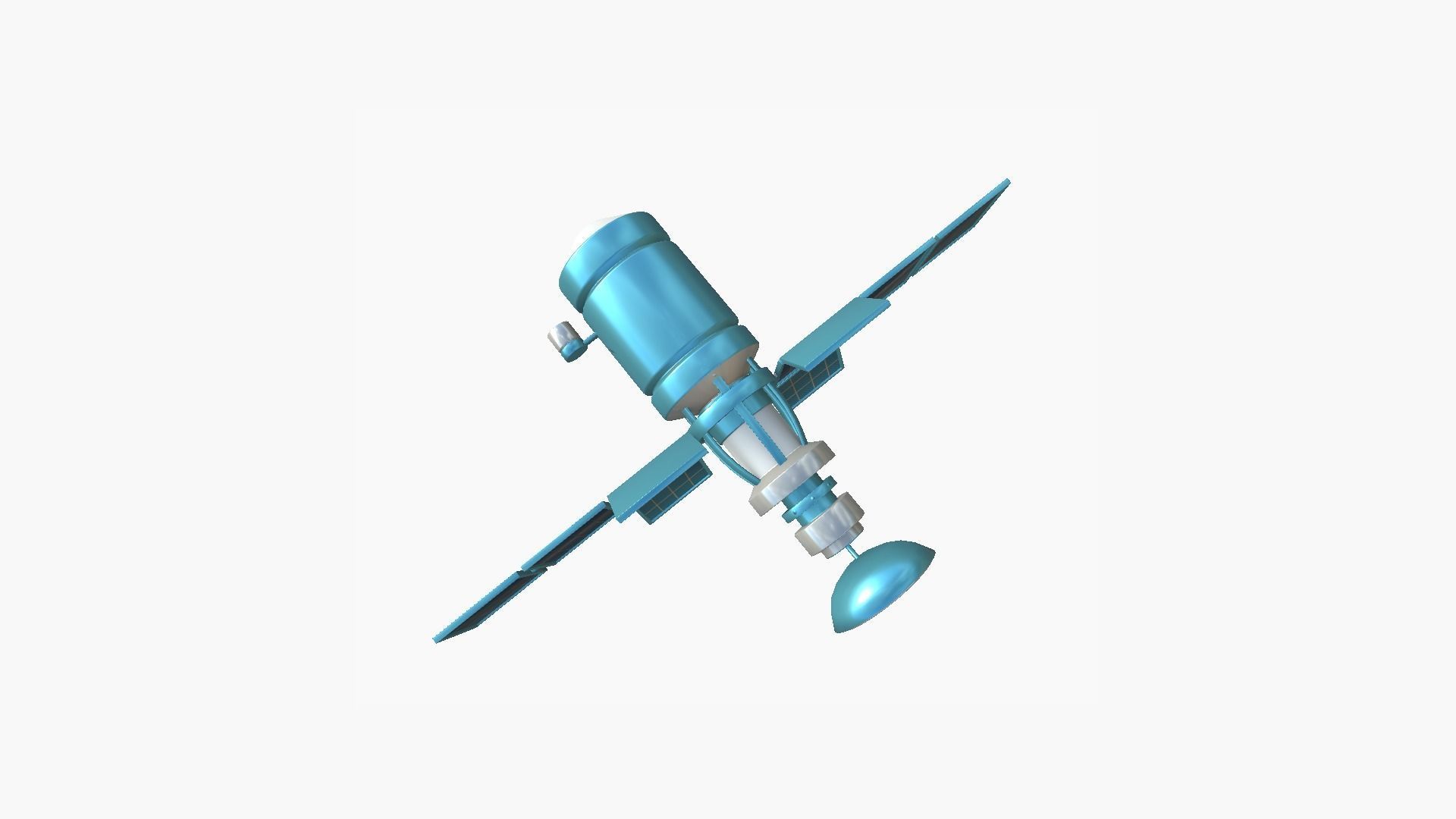 Satellite A07 Blue - SciFi Space Design Low-poly 3D model_3