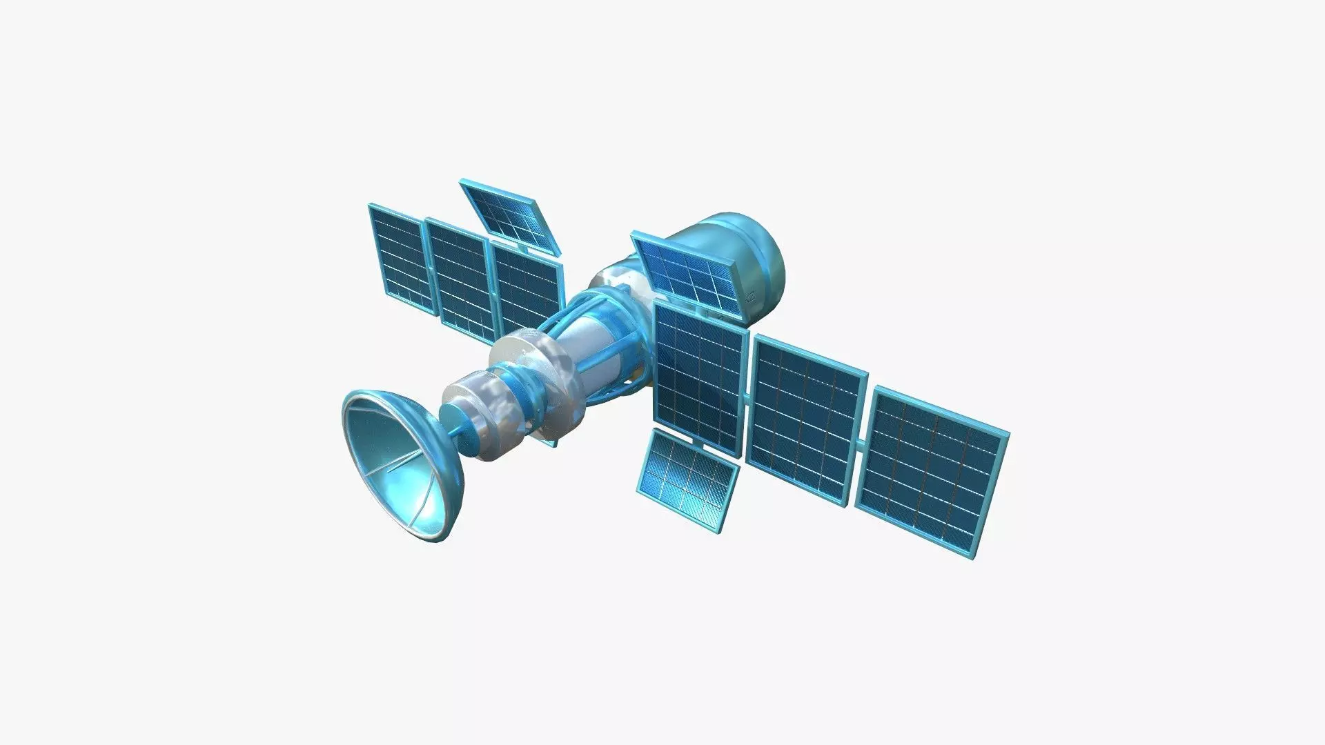 Satellite A07 Blue - SciFi Space Design Low-poly 3D model_0
