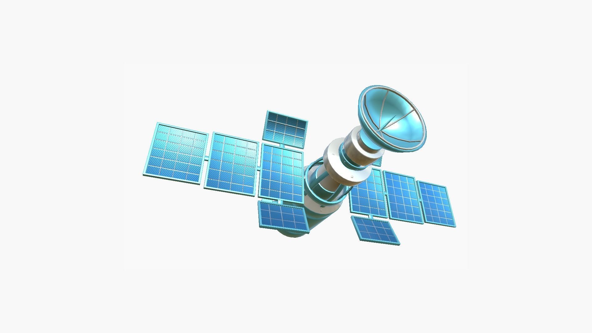 Satellite A07 Blue - SciFi Space Design Low-poly 3D model_1