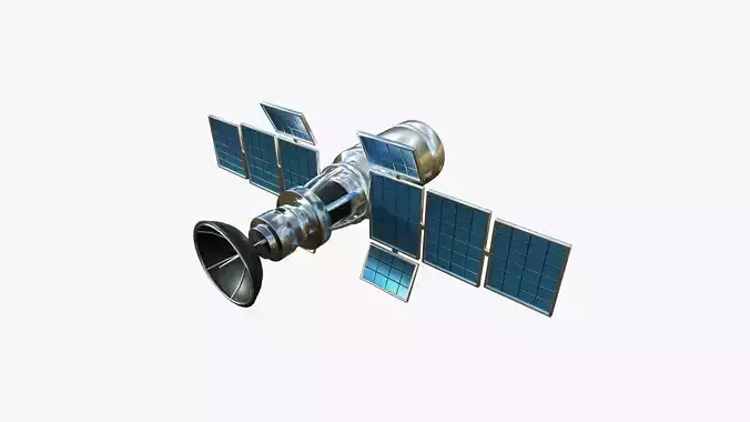 Satellite A08 Aluminum - SciFi Space Design Low-poly 3D model