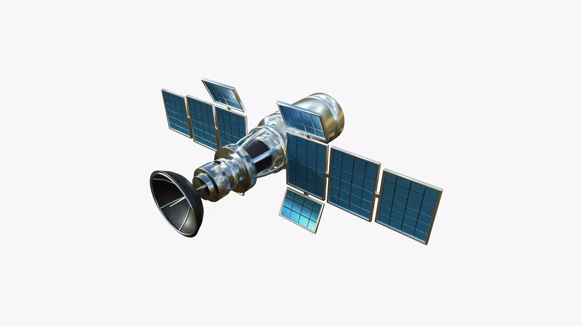 Satellite A08 Aluminum - SciFi Space Design Low-poly 3D model_0