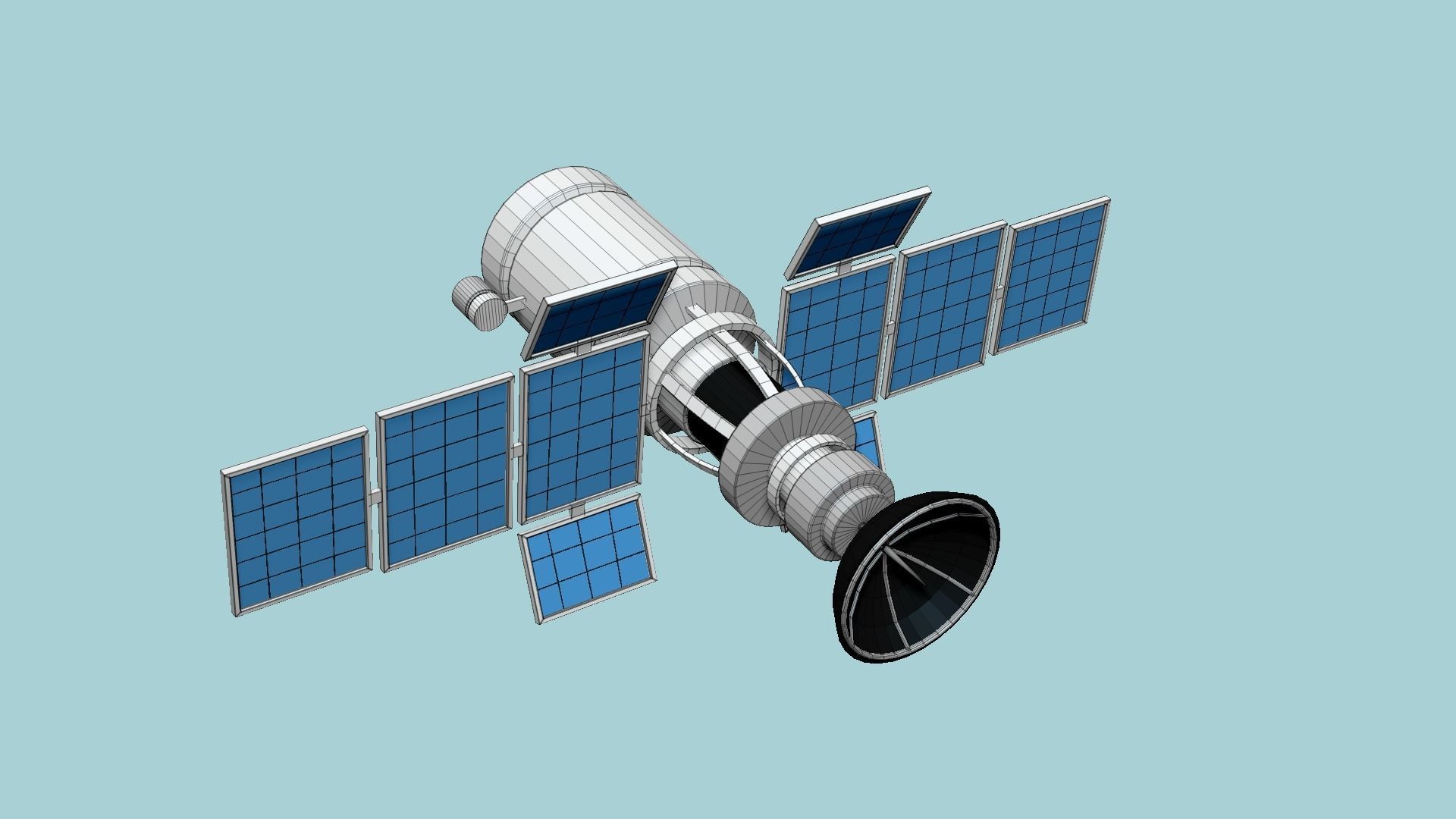 Satellite A08 Aluminum - SciFi Space Design Low-poly 3D model_6