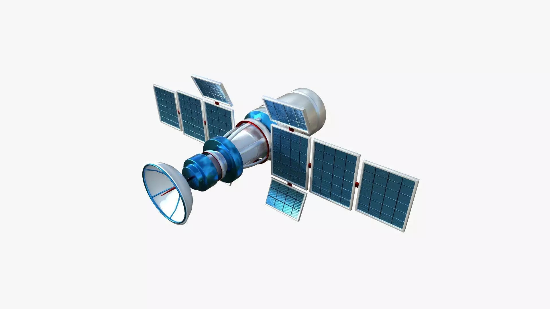 Satellite A09 USA United States - SciFi Space Design Low-poly 3D model_0