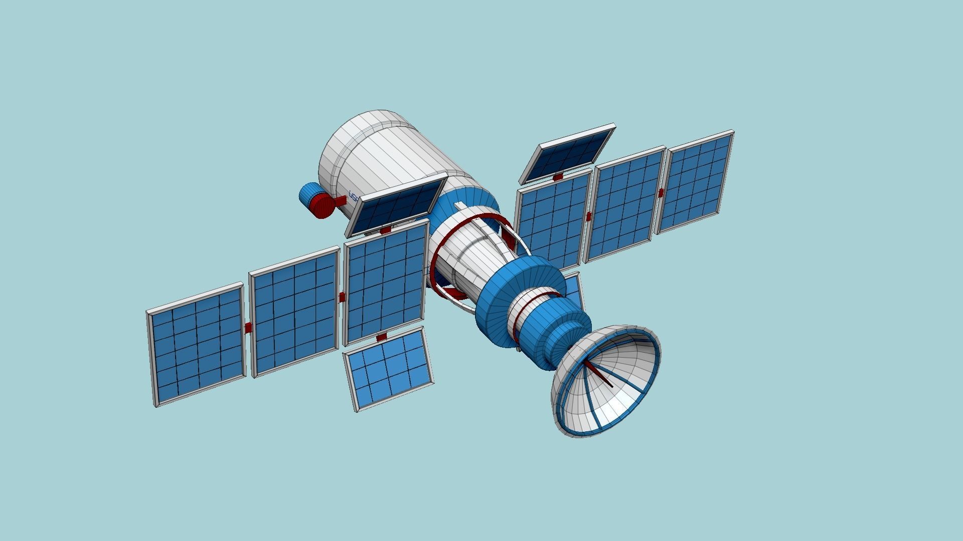 Satellite A09 USA United States - SciFi Space Design Low-poly 3D model_6