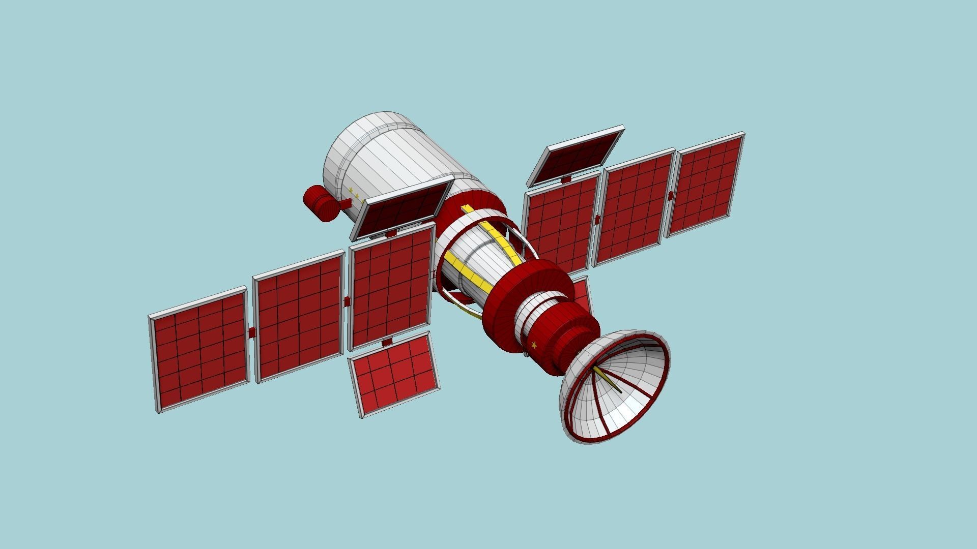 Satellite A10 China - SciFi Space Design Low-poly 3D model_6