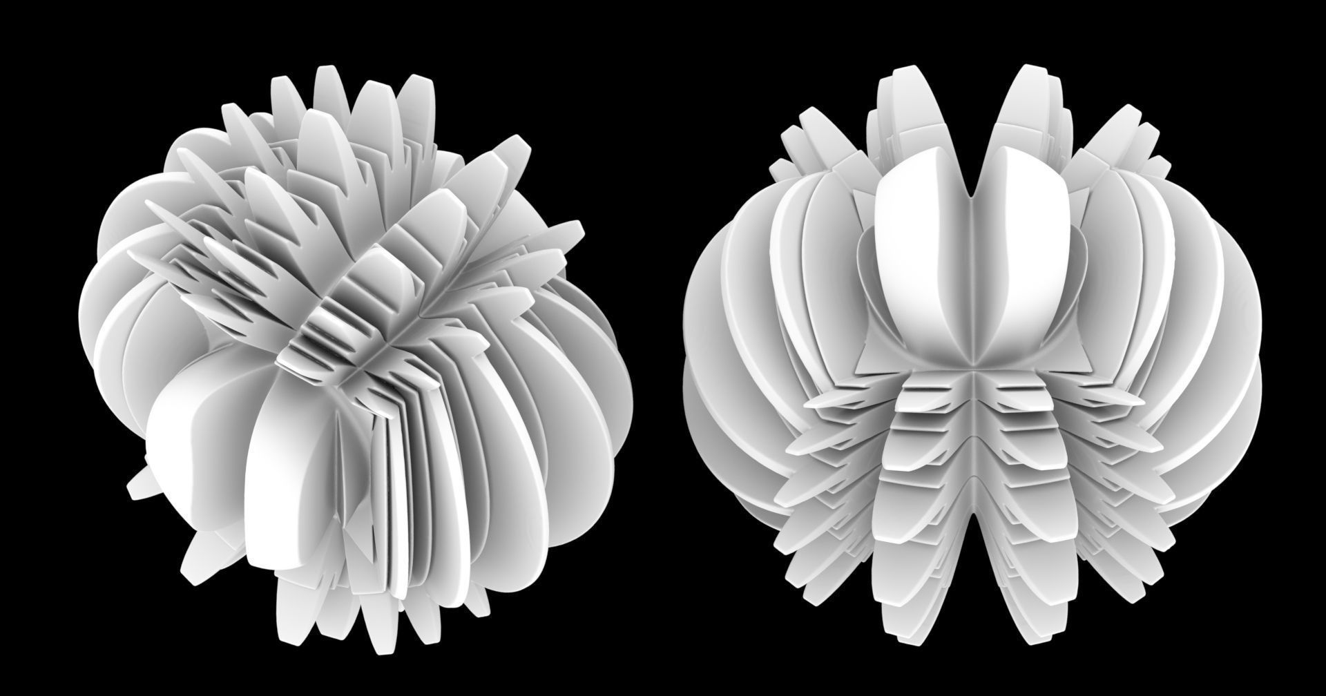 Hyperfan flower sculpture 3D model_1