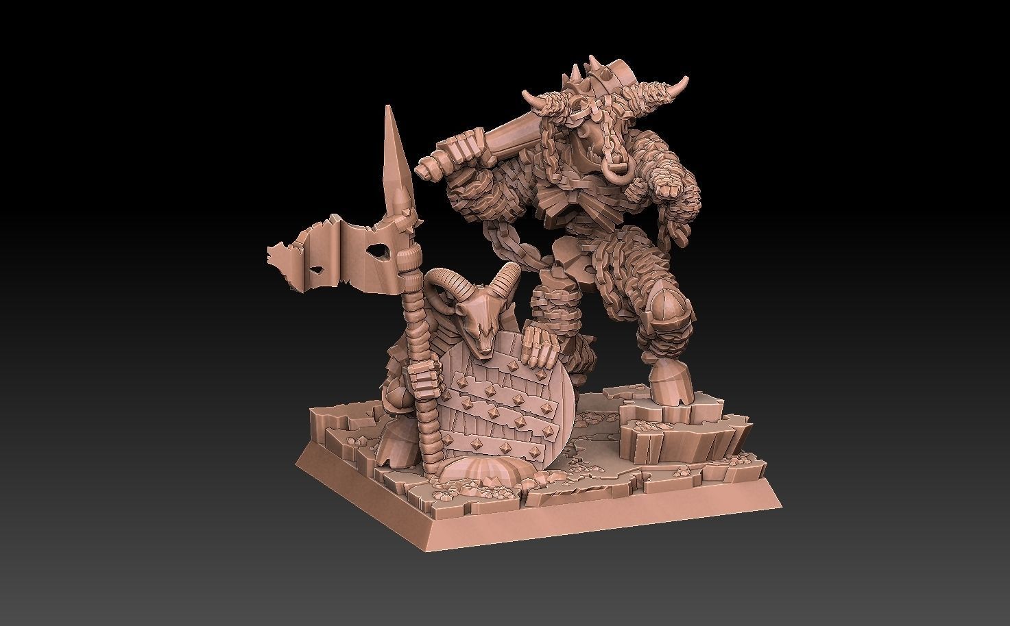 Undead Beastmen Light Club men 3D print model_4