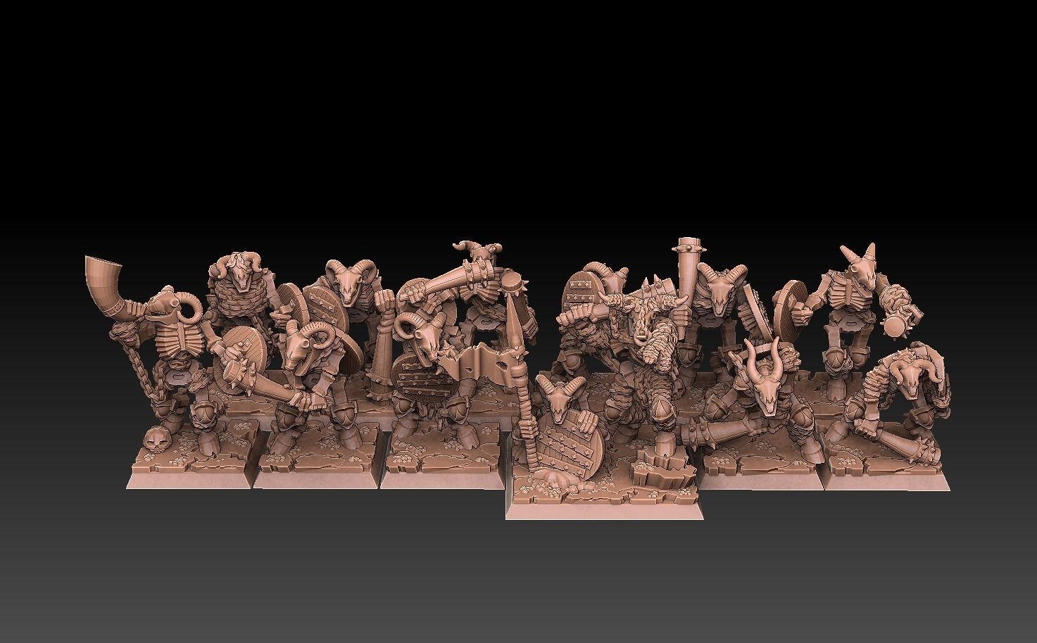 Undead Beastmen Light Club men 3D print model_8