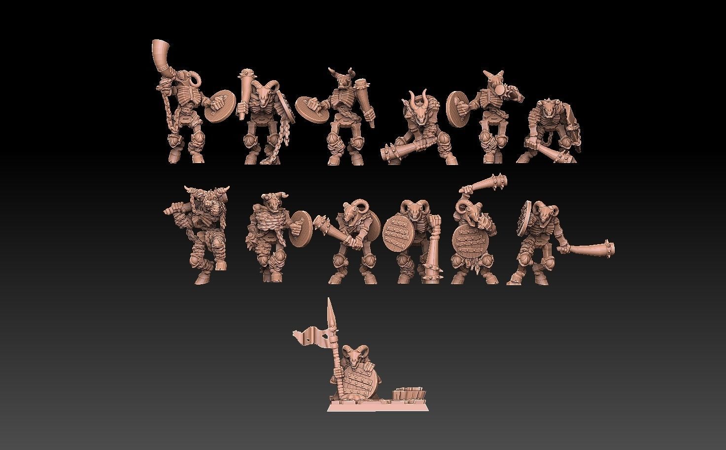 Undead Beastmen Light Club men 3D print model_3