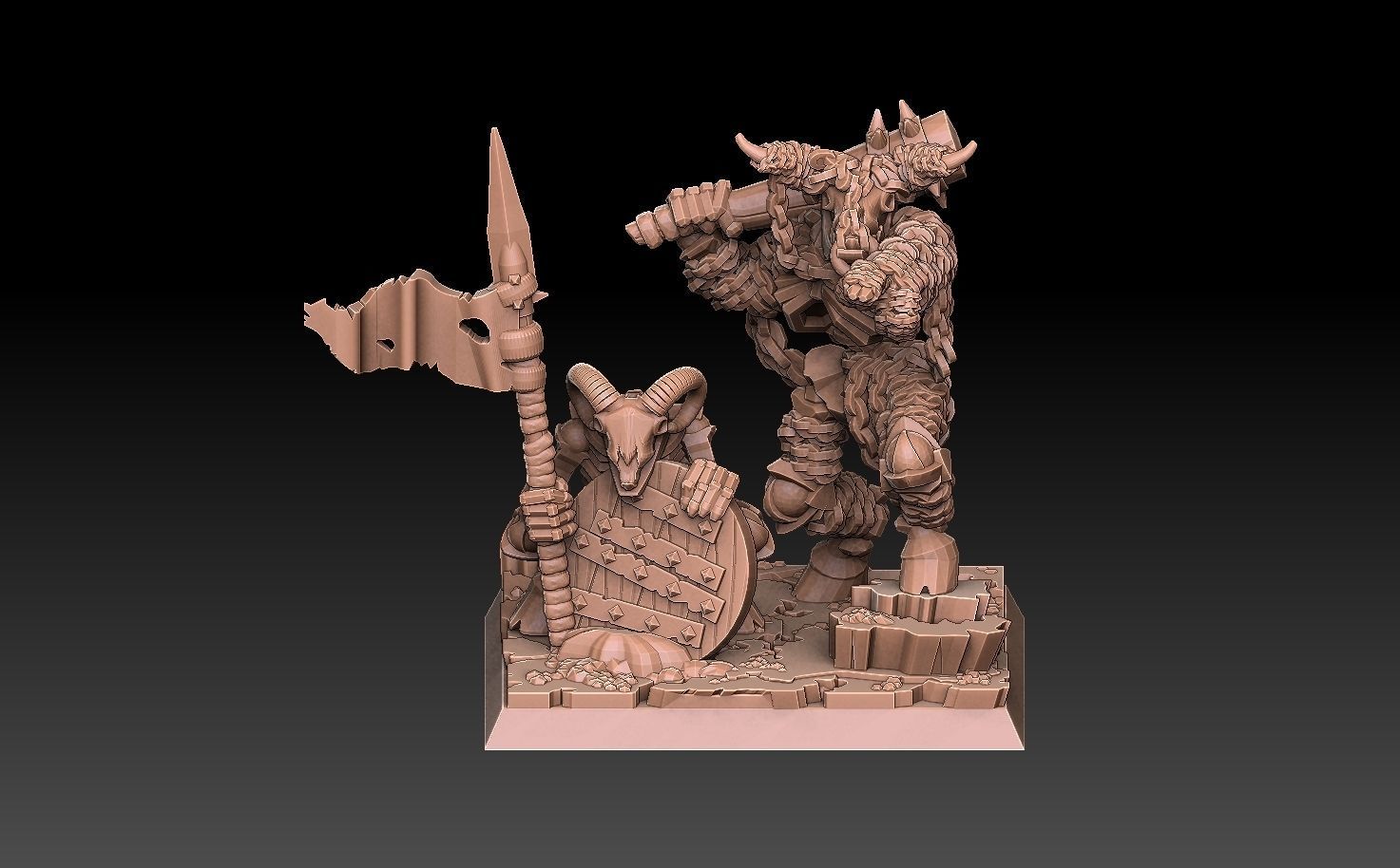 Undead Beastmen Light Club men 3D print model_5