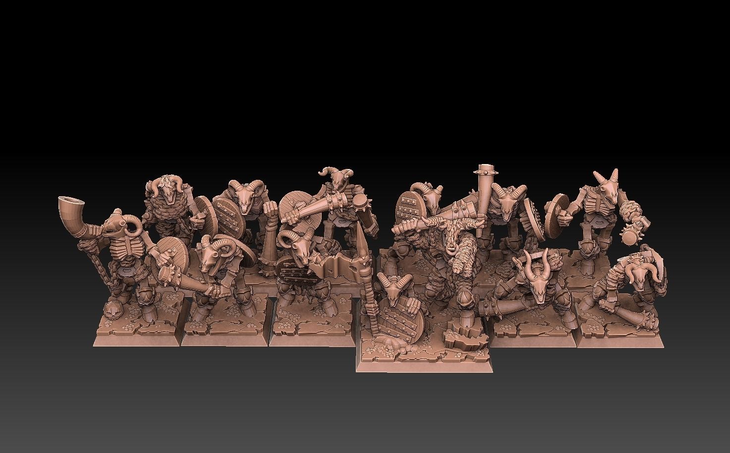 Undead Beastmen Light Club men 3D print model_7
