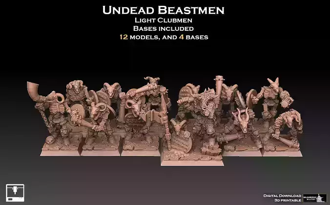 Undead Beastmen Light Club men 3D print model Undead Beastmen Light Club men 3D print model
